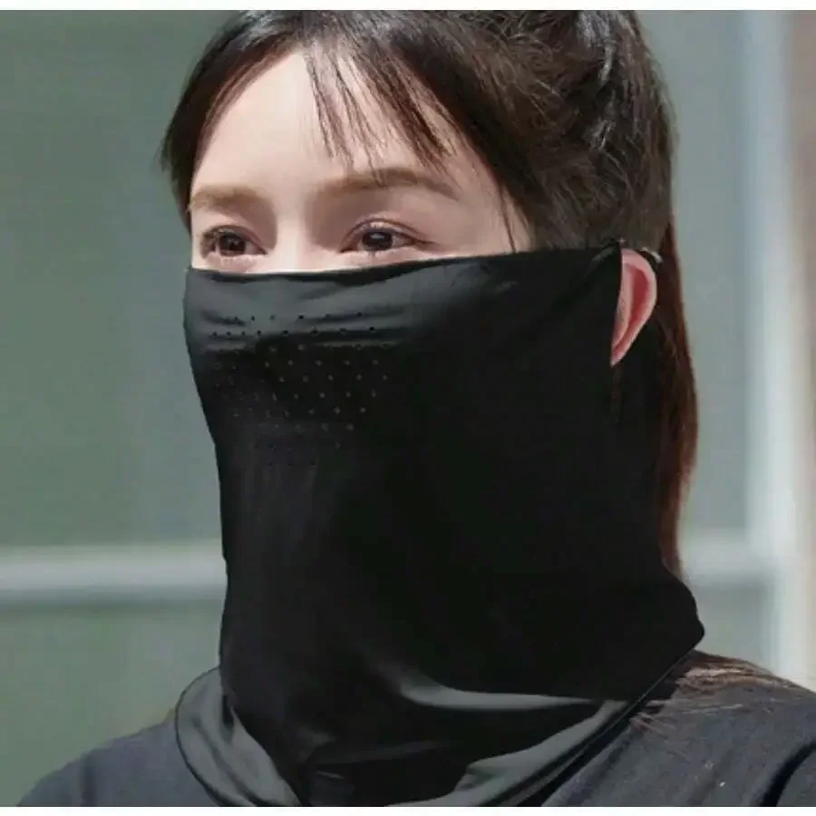 

Ice Silk Sun Protection Mask Breathable Perforated Ear Hanging Face Cover For Outdoor Cycling Running