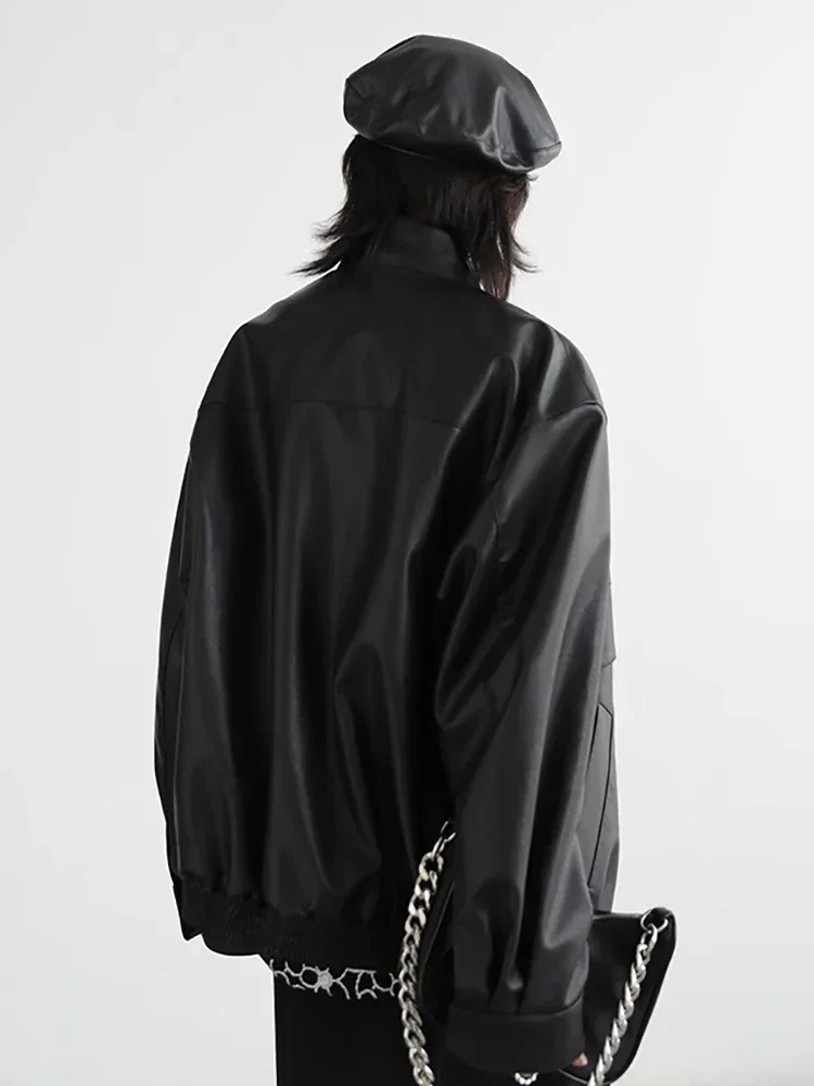 เสื้อแจ็คเก็ตแฟชั่นผู้หญิง CHIC VEN ผ้าหนา อุ่น คอตั้ง หนัง PU เทียม  เสื้อโค้ทผู้หญิง  แบบเย็บติดกัน  สำหรับฤดูใบไม้ร่วงและฤดูหนาว ปี 2025