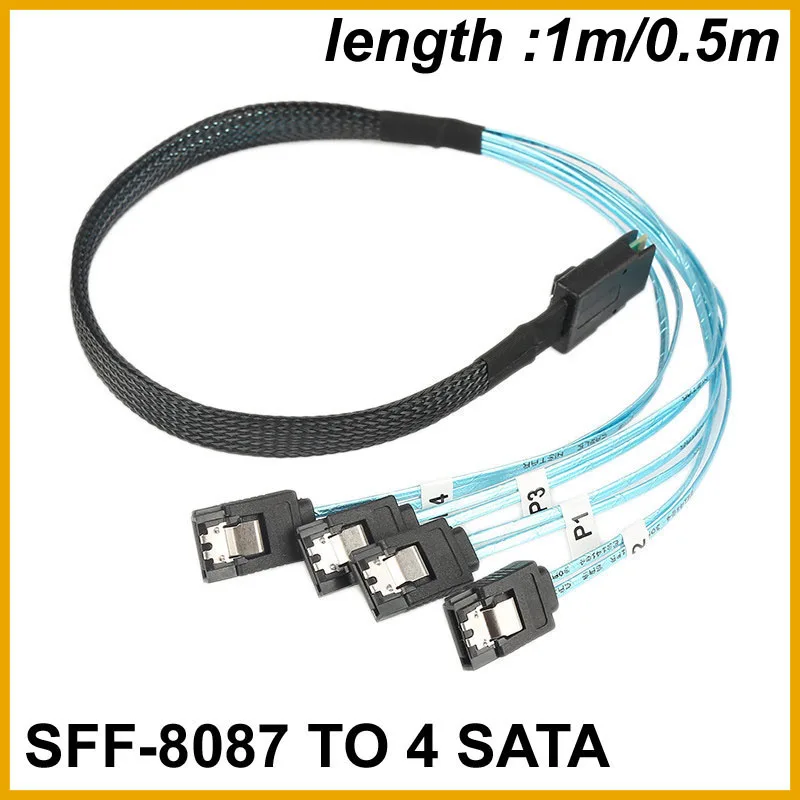 NEW Mini SAS to SATA Hard Drive Adapter Cable 12G HD MiniSAS SFF-8643 SFF 8087 Controller to 4 x SATA Target/Backplane Converter