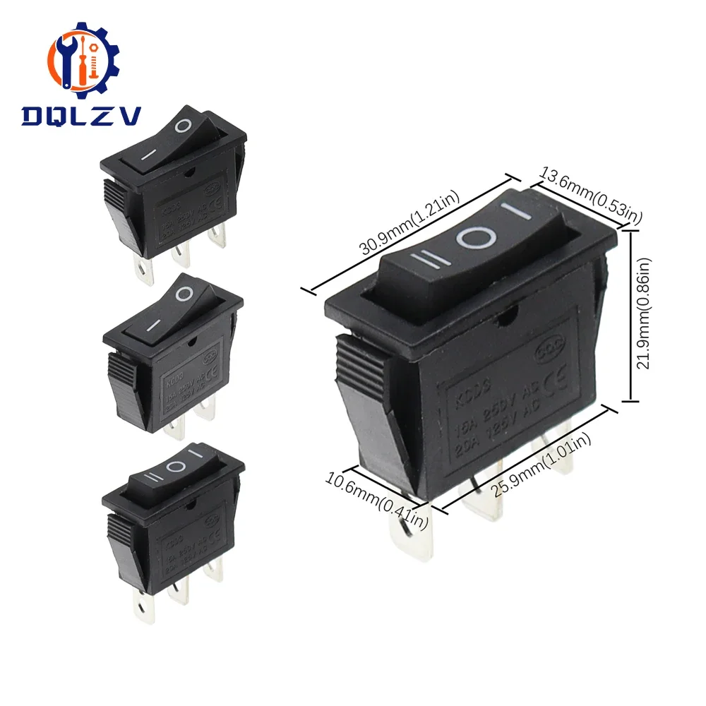 KCD3 220V ON/OFF SPST Rocker Switch Single Pole Single Throw 2 3 Position 20A 125VAC With LED Light