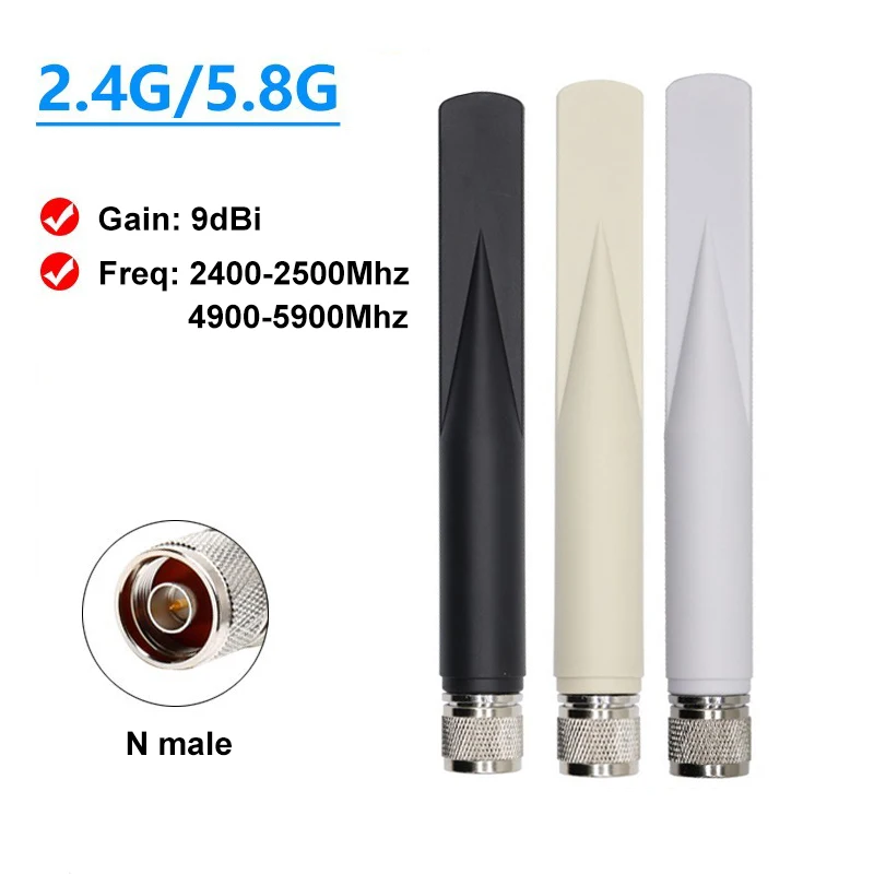 1Pcs 2.4Ghz 5.8Ghz Dual Band Antenna 2.4 Ghz N male High Gain 9dBi 2.4G For AP Base Outdoor Waterproof