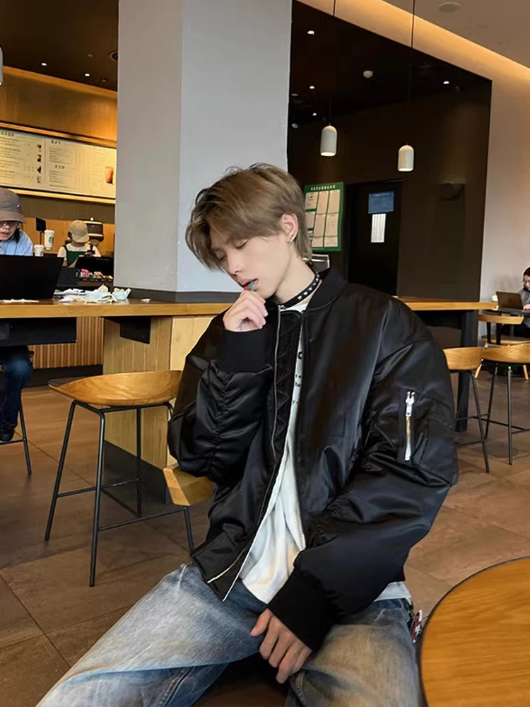 

Cleanfit ort Sle Men's Baseball Jaet Pilot Coat Winter Windproof Youth Trendy Polyester Fiber Zipper Closure Pure Color