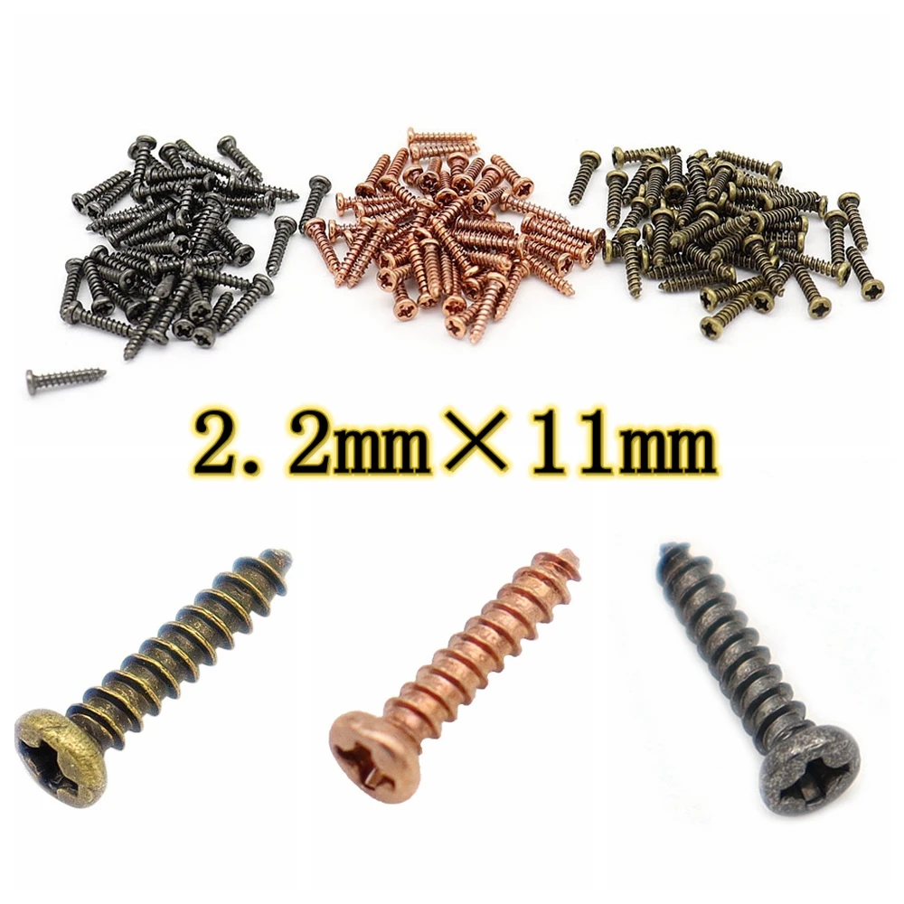 50pcs Electric Guitar Tuning Peg Screw Guitar Button Screw Mounting Screw 2.2mm×11mm