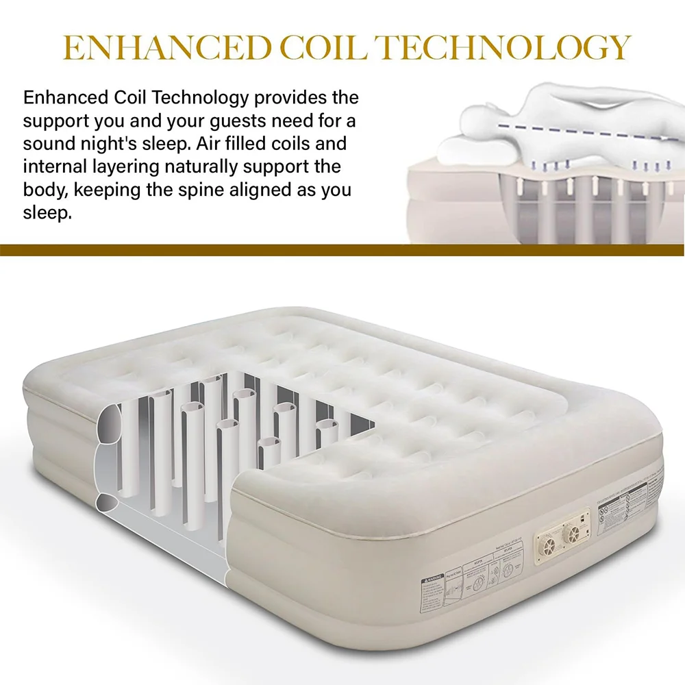 Twin Size Luxury Inflatable Air Mattress Waterproof PVC High‑Speed Pump Portable Foldable for Camping Home Guests