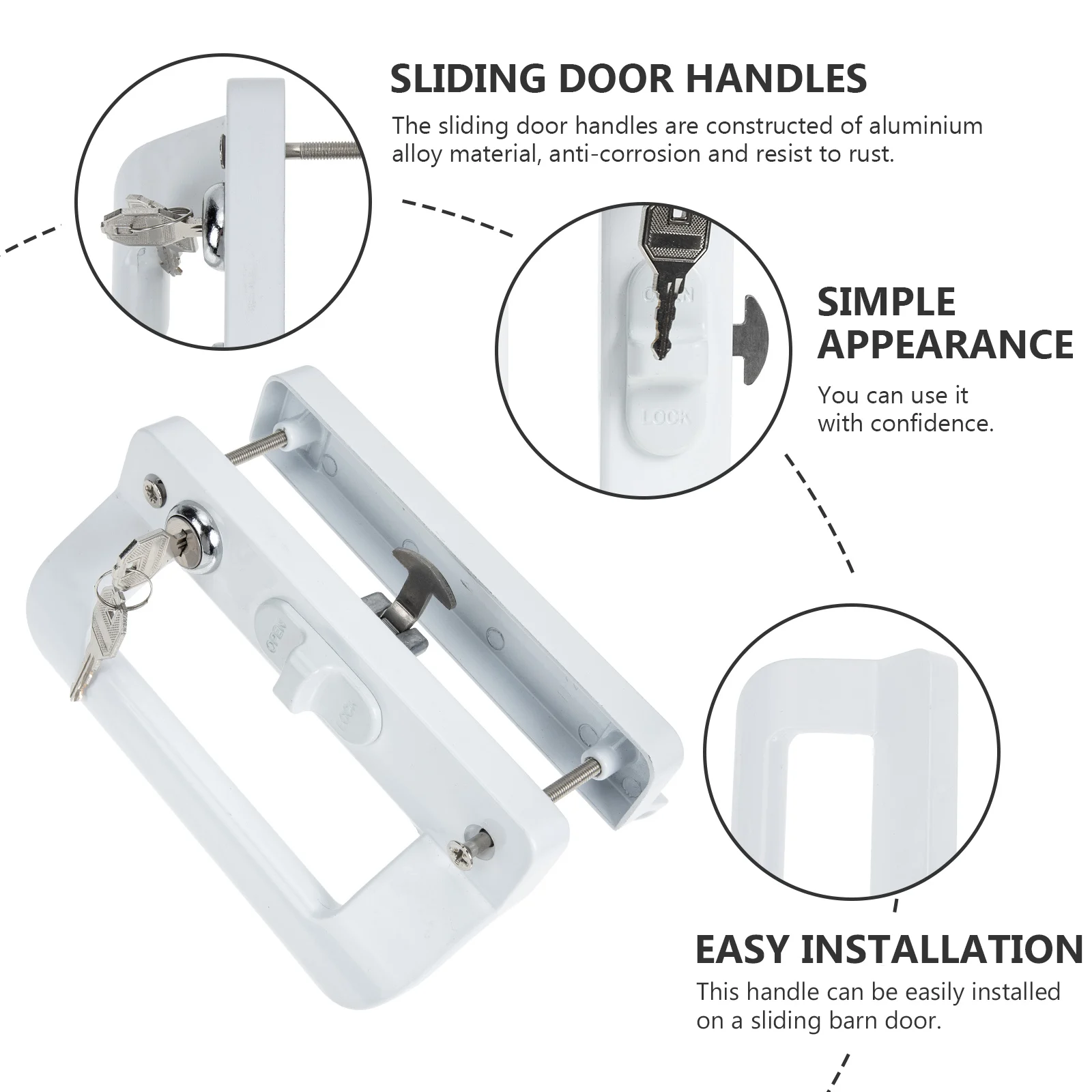 

1 Set Sliding Door Handle Lock Replacement Aluminium Alloy Heavy Duty Patio Door Handle For Barn Garage Closet Durable Rustproof