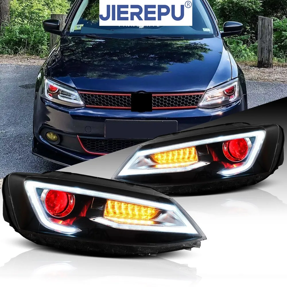 

1Pair Turn Signal Headlights w/Demon Eye For 2011-2018 VW JETTA MK6 LED Sequential Assembly