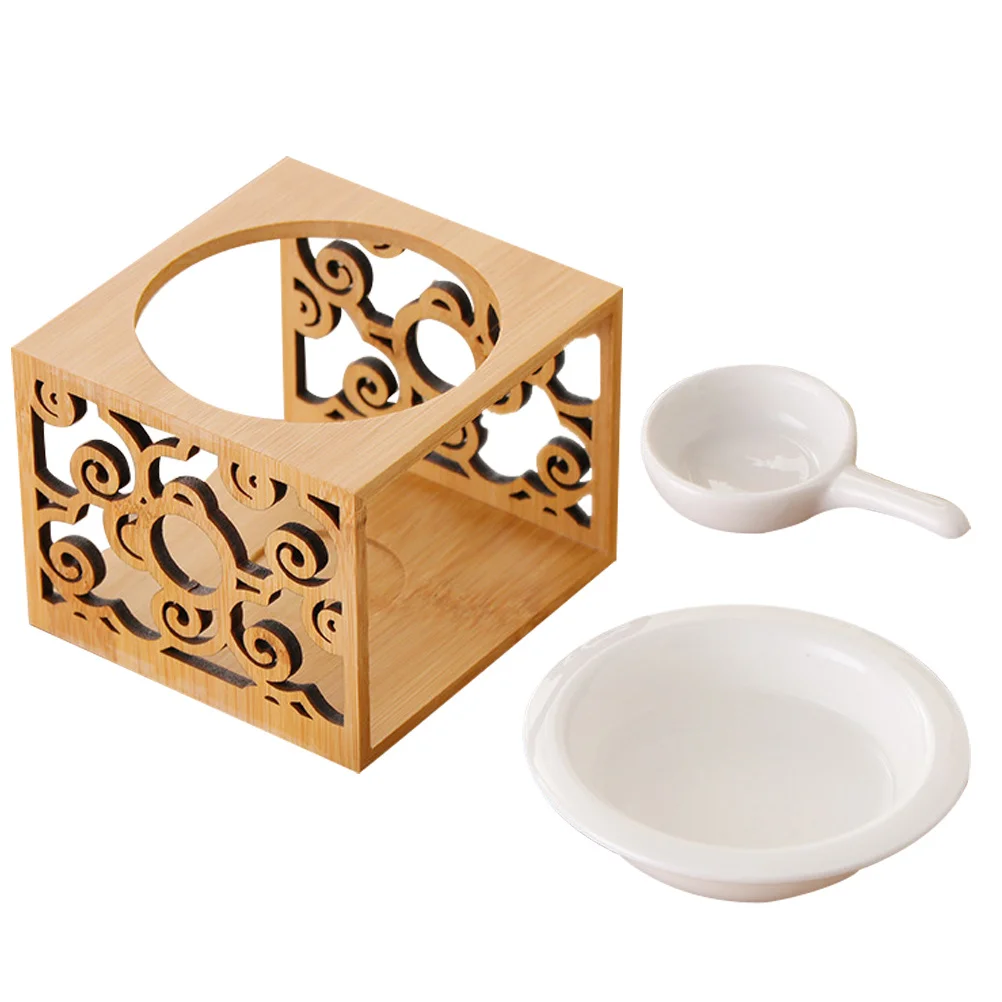 

1 Set Ceramic Bamboo Essential Oil Burner Tealight Wax Melt Warmer For Home Office Decor Aroma Diffuser Incense Furnace