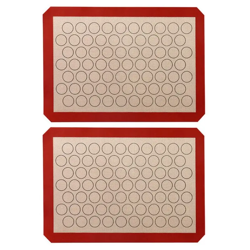 TFORU-2Pcs Silicone Macaron Baking Mat - For Bake Pans - Macaroon/Pastry/Cookie Making - Professional Grade Nonstick Durable (Re