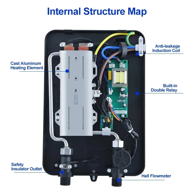 중국 4500w 인스턴트 핫 태국 전기 탱크리스 온수기의 집 전체 미니 샤워