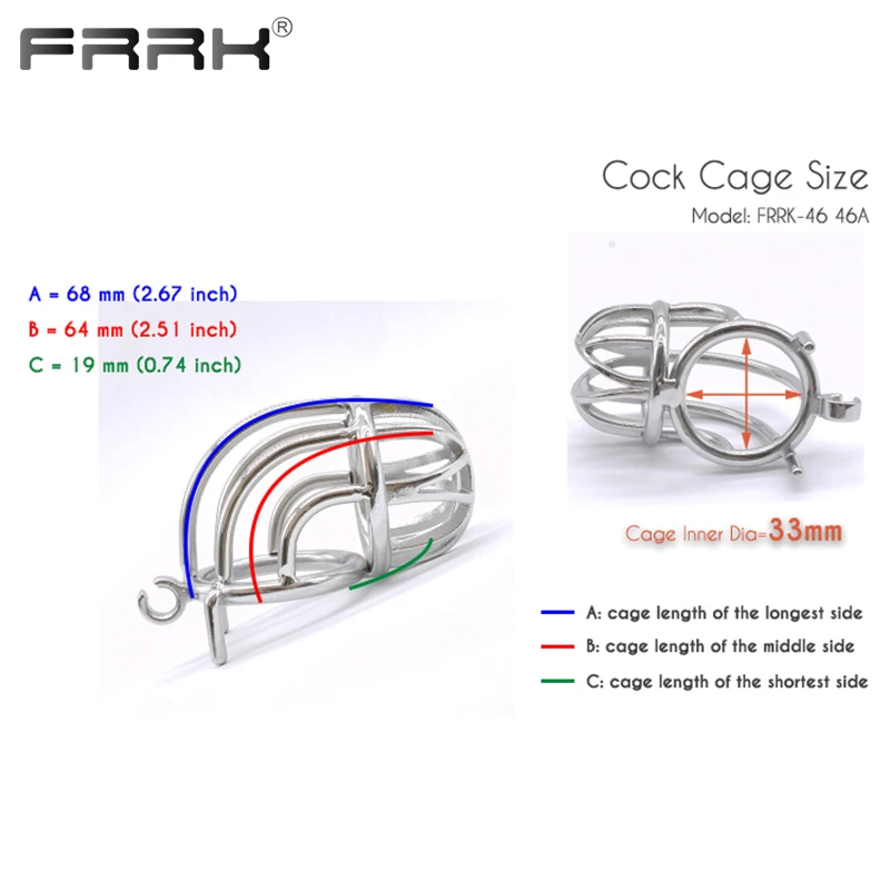 FRRK Curve Chastity Cage Device Water Tap Cell Mate Penis Rings Male Bird Lock Metal Cock Belt Bondage Sex Toys for BDSM Games