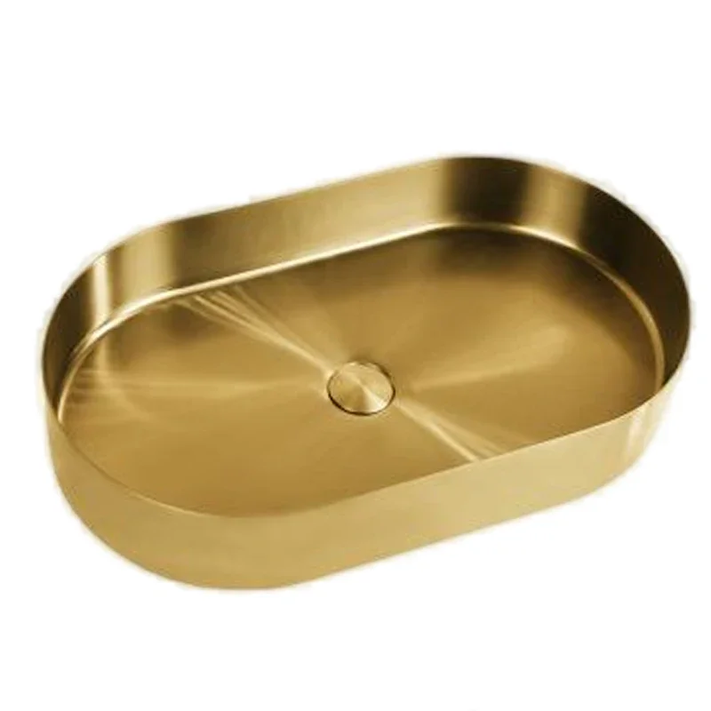 

European Modern Bathroom Oval Bathroom Sink Smart Drainage 304 Stainless Steel Washbasin Hotel Toilet