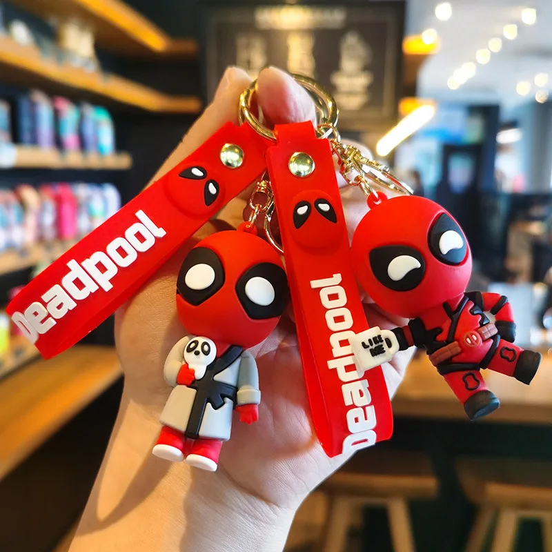 Anime Deadpool Doll Cartoon Anime Silicone Keychain Pendant Car Chain Backpack Silicone Keychain Gift for Friends