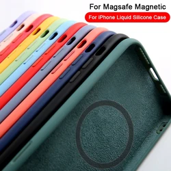 Original Liquid Silicone For Magsafe Case For iPhone 15 14 13 12 11 Pro Max Mini X XR XS 8 Plus Magnetic Wireless Charge Cover