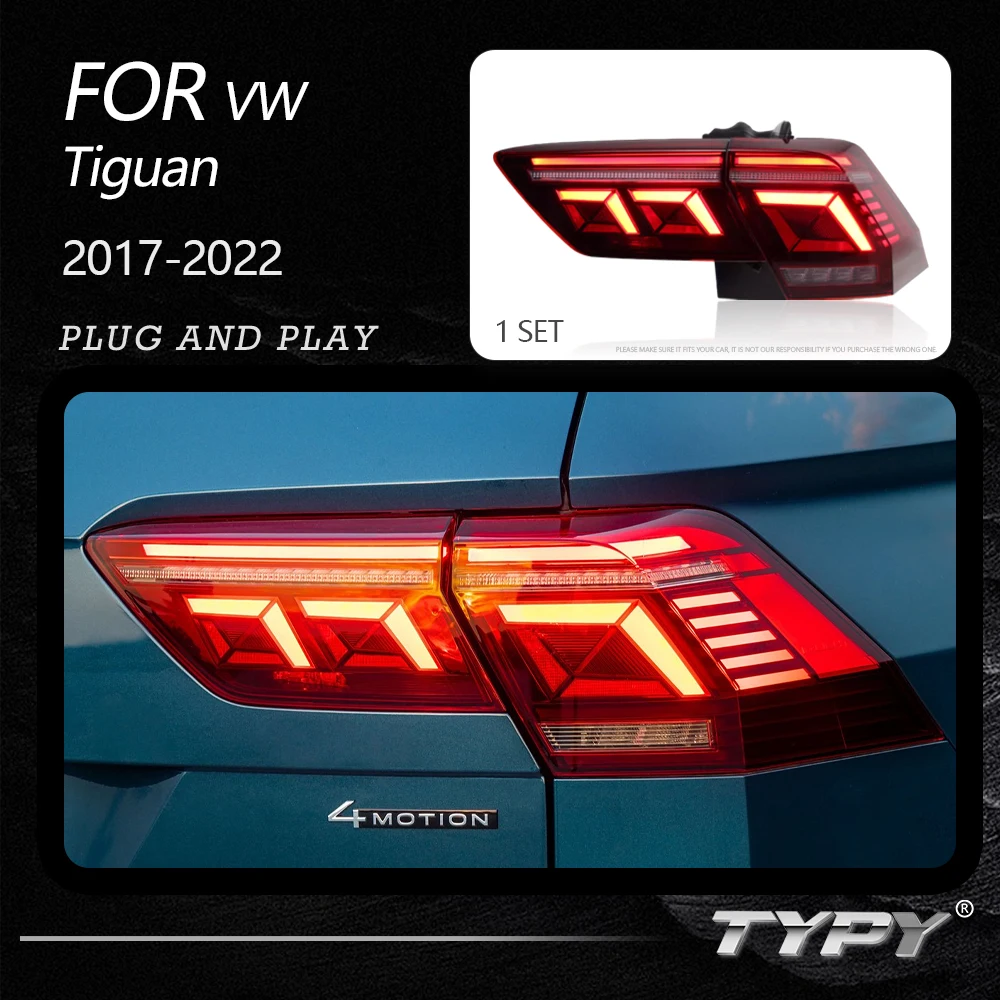 

TYPY New LED Taillight Upgrade Modified Full Tail Lamp Car Accessories For Volkswagen Tiguan 2017-2022 Dynamic Turn Signals