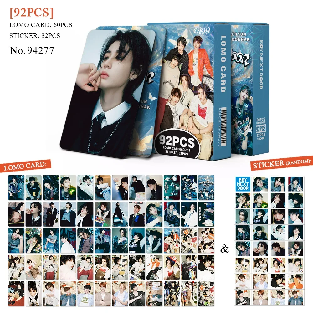 92Pcs/Set BOYNEXTDOOR New Album Photocards Stickers HD Printd Lomo Cards SUNGHO RIWOO TAESAN JAEHYUN LEEHAN WOONHAK Fans Gifts