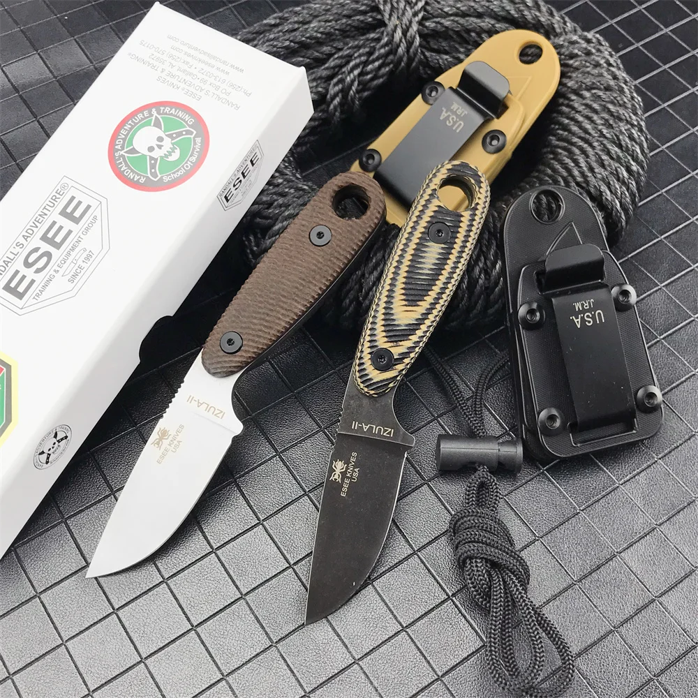 ESEE Izula-cuchillo de hoja fija de supervivencia en la jungla, hoja D2, mango G10, cuchillos de pesca para acampar al aire libre, herramientas tácticas de corte de caza