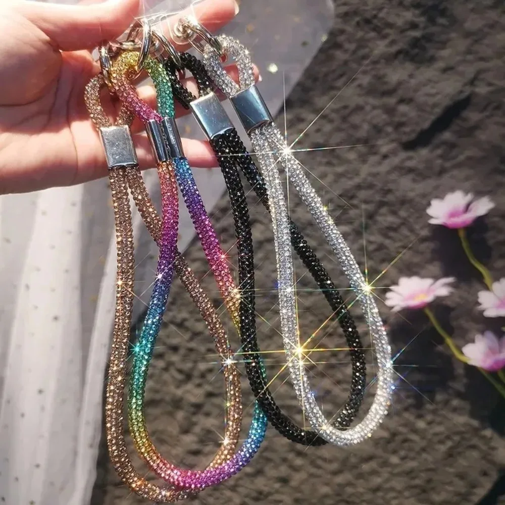 

Glitter Rhinestone Phone Lanyard Bling Bling Bright Diamond Crystal Keychain Flash Anti-lost Wrist Rope Phone Accessories