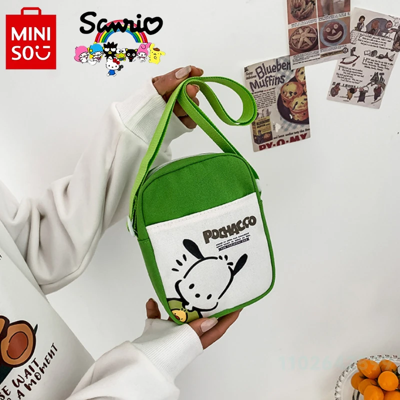 MINISO 2024 Paqiagou tas selempang wanita, tas tangan modis dan kualitas tinggi, tas ponsel anak-anak kasual kartun