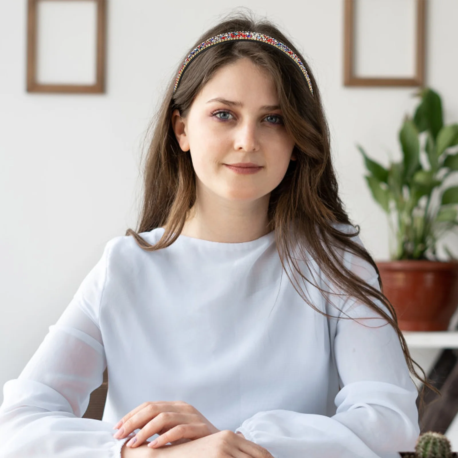 

2Pcs Jeweled Rhinestone Headbands Sparkling Hair Accessories for Women Fashion Hair Gems Wide Decorative Headbands