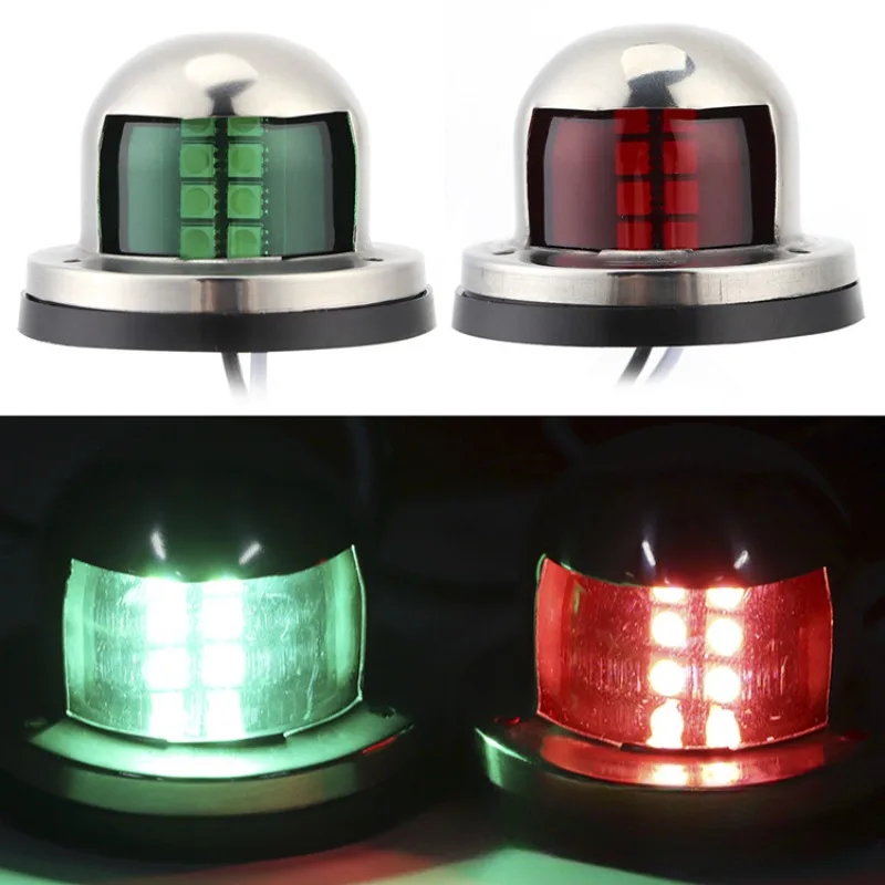 Bow LED Navigation Sailing Light LED Navigation Sailing Light Marine Boat Plastic Red + Green W/Chrome Housing