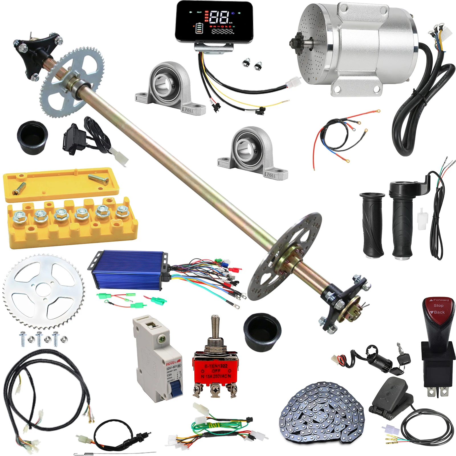 

29" Rear Axle Kit Controller Brushless Motor 72V 3000W for Electric ATV Go Kart