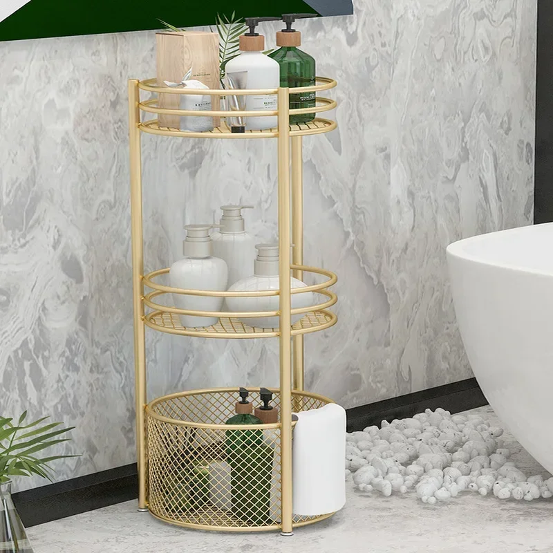 Scandinavian Bathroom Storage Stand Elegant Iron Floor-to-Ceiling Shelf Multi-Layer Organizer for Efficient Modern Decor