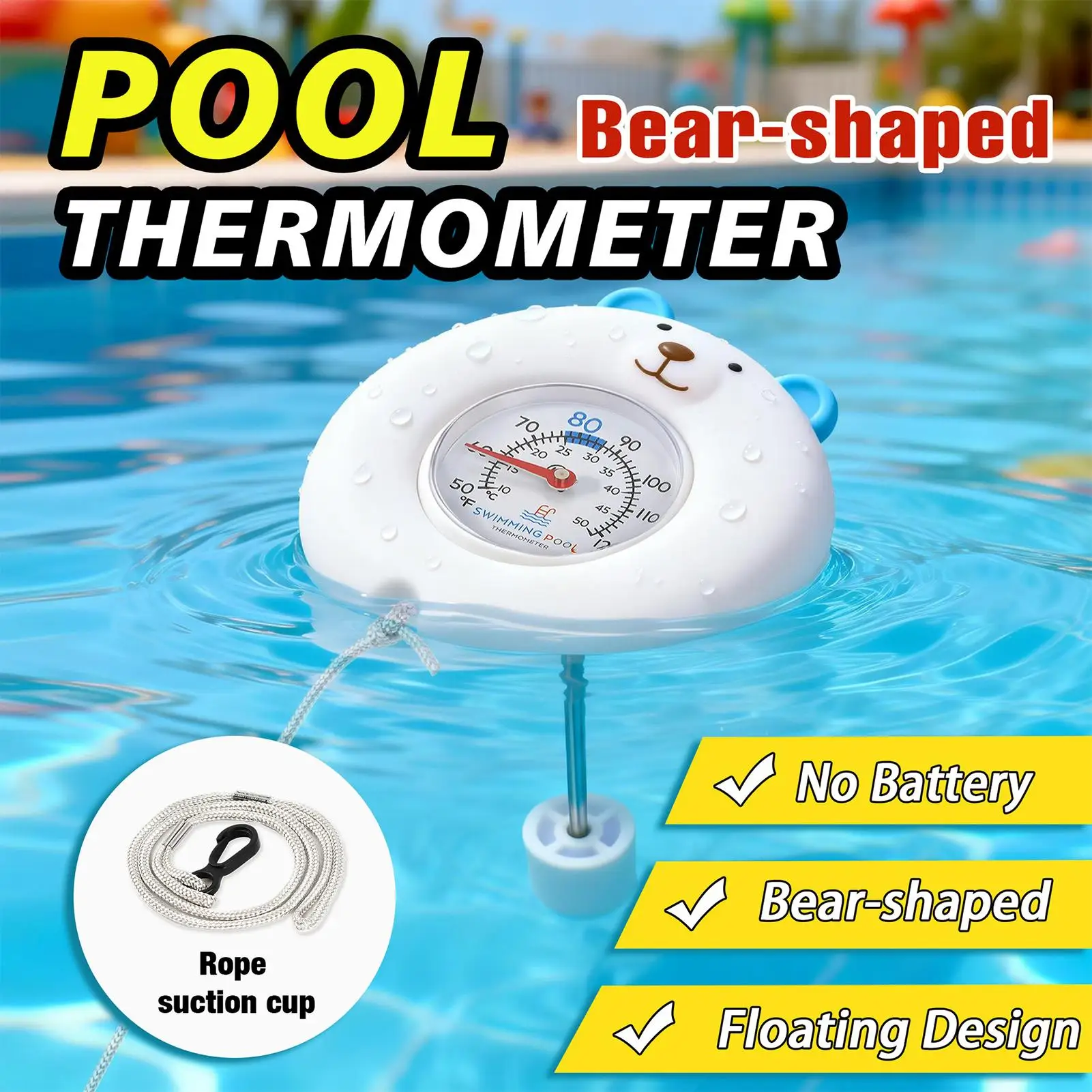 

Pool Temperature Gauge Cute Floating Bear Temperature Gauge With String Kids Pool Accessories For Lake Beach Backyard Patio