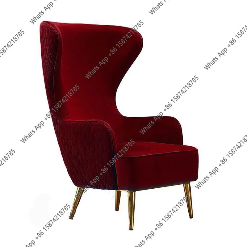 Single fabric high backrest European and American sofa living room study bedroom design Nordic light luxury velvet curved chair