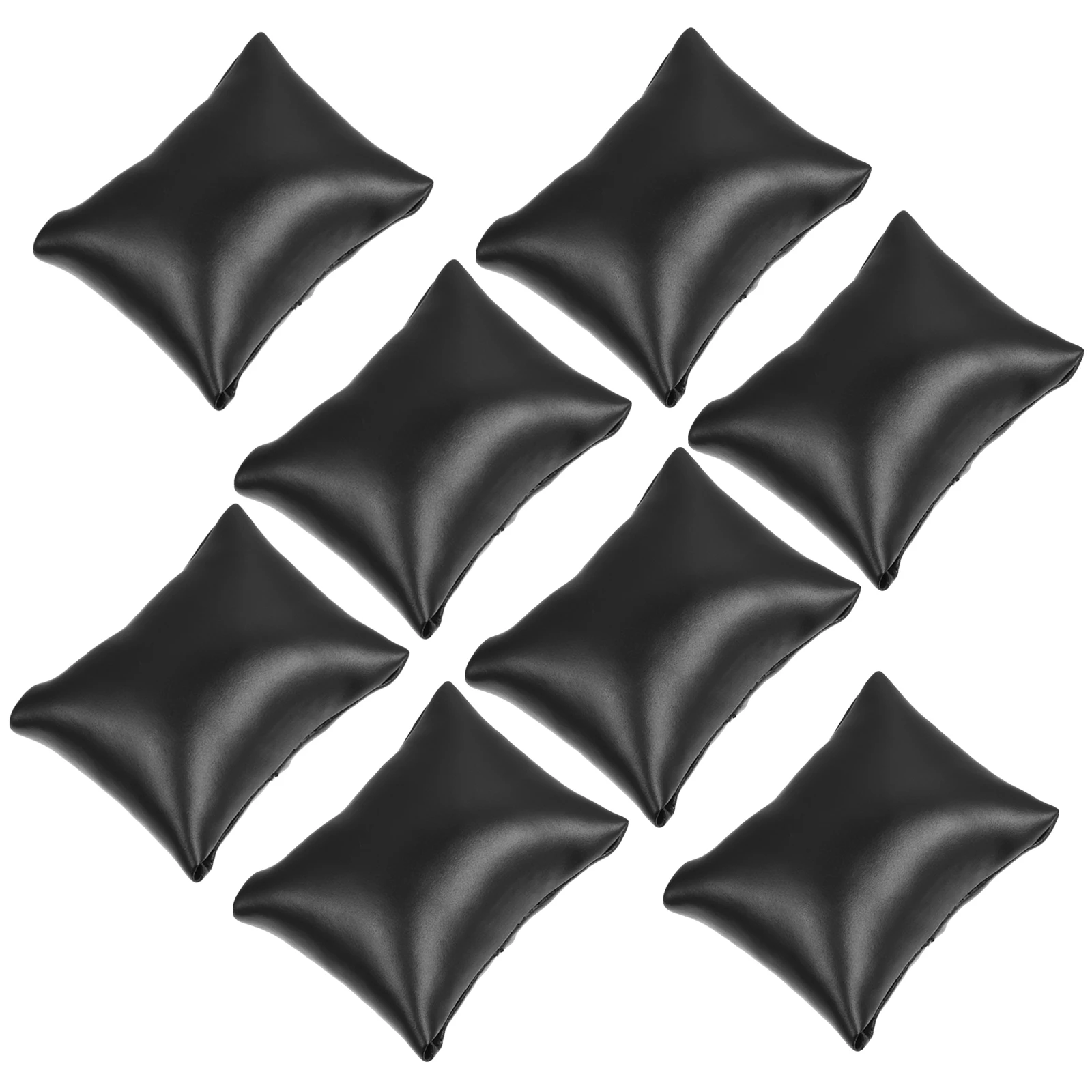 

8 Pcs Black Watch Display Pillows Soft PU Jewelry Holder for Bracelet Bangle Chain Travel Case Storage Solution