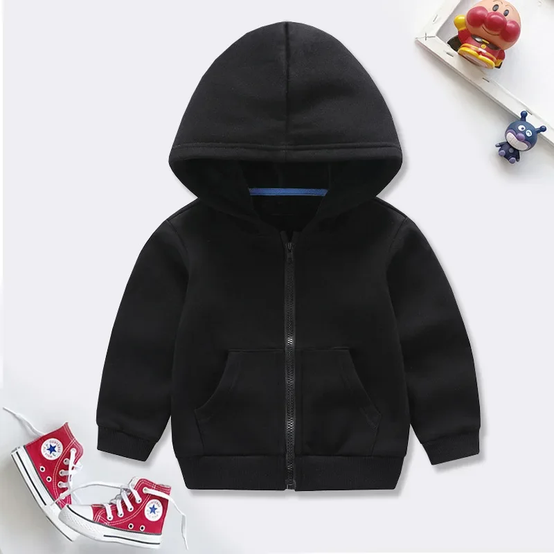 Unisex Boys Girls Hoodie Winter Fleece Thick Warm Zipper Sweatshirt Outerwear for Kids Casual Sportswear School Children Clothes