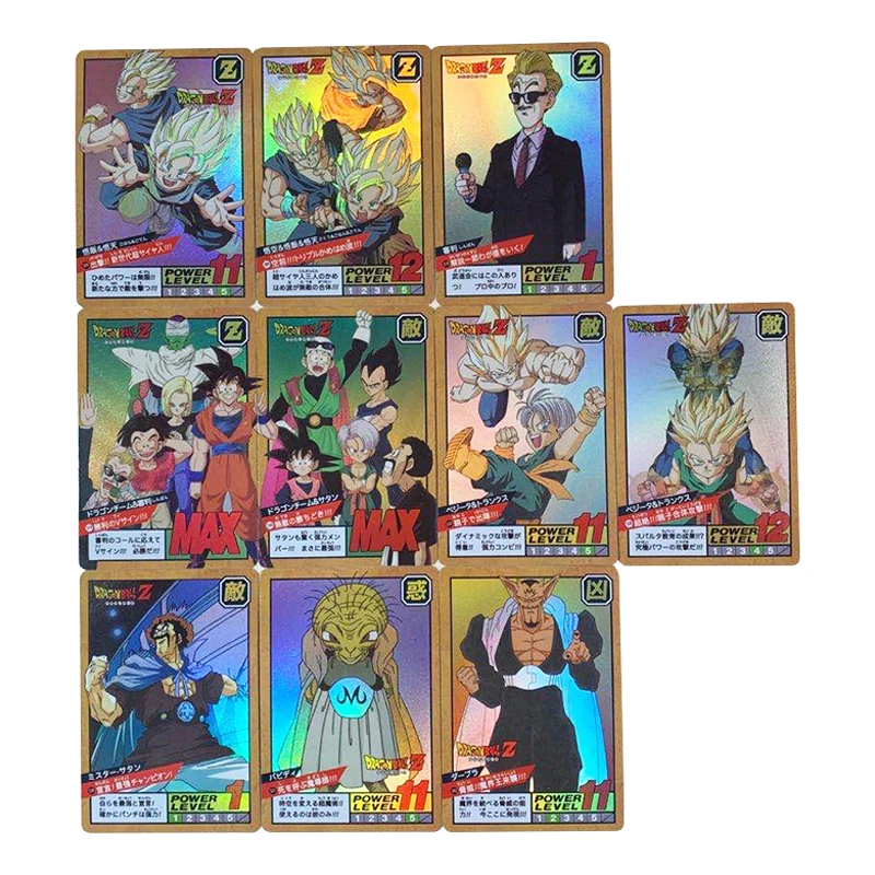 10Pcs/set Dragon Ball Flash Cards Super Saiyan Goku Gohan Vegeta Fierce Battle Game Anime Collection Cards Christmas Gift Toys