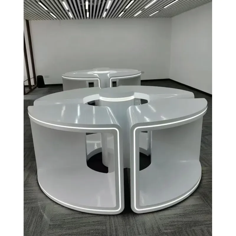 for Nakajima Round Luminous Display Table Creative Tech Showroom Experience Stand Paint Baking Finish Exhibition Cabinet - view 3