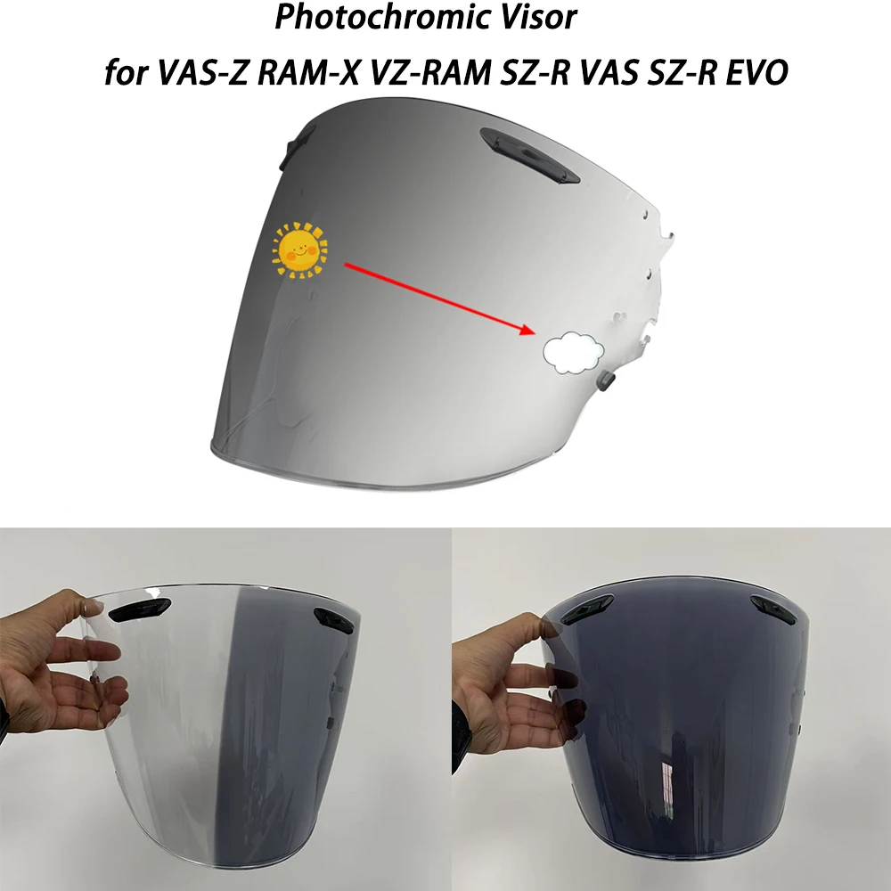 Fit for VAS-Z RAM X VZ RAM SZ-R VAS SZ-R EVO Helmet Photochromic Visor Lenses which Automatically Darkens Helmet Shield for arai