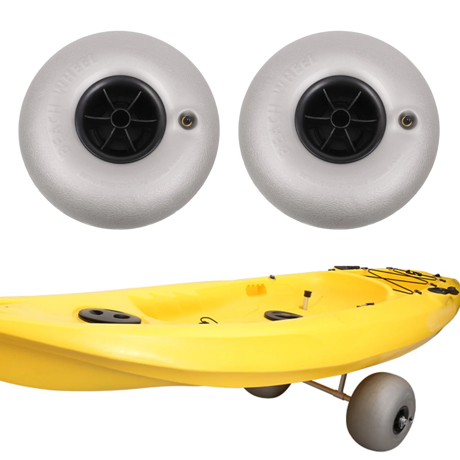 10-inch beach inflatable wheels for kayak accessories, high-quality PVC, 88.18lbs weight capacity, low-pressure design for easy