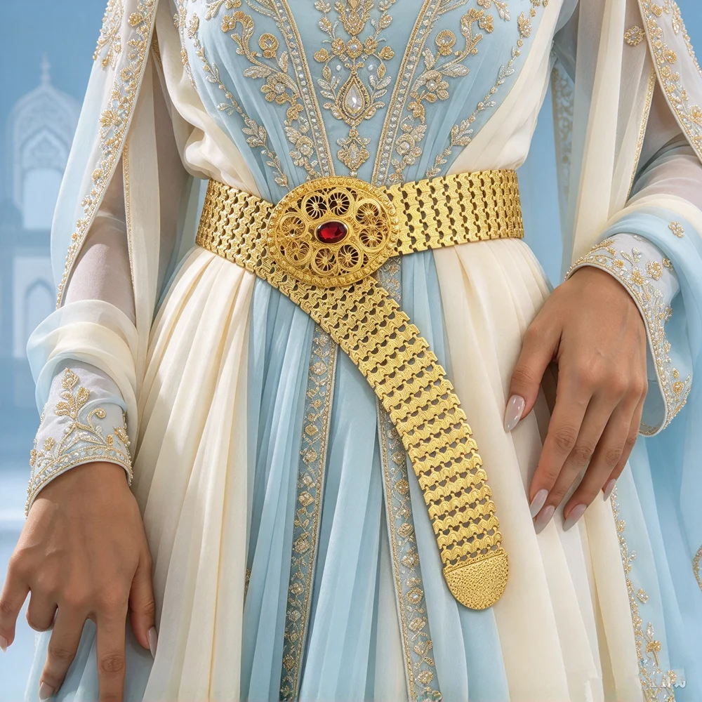 Gold Kurdish Waist Belt Luxury Vintage Style Adjustable Middle East New Design Suitable for Wedding Party Waist Jewelry Decorati