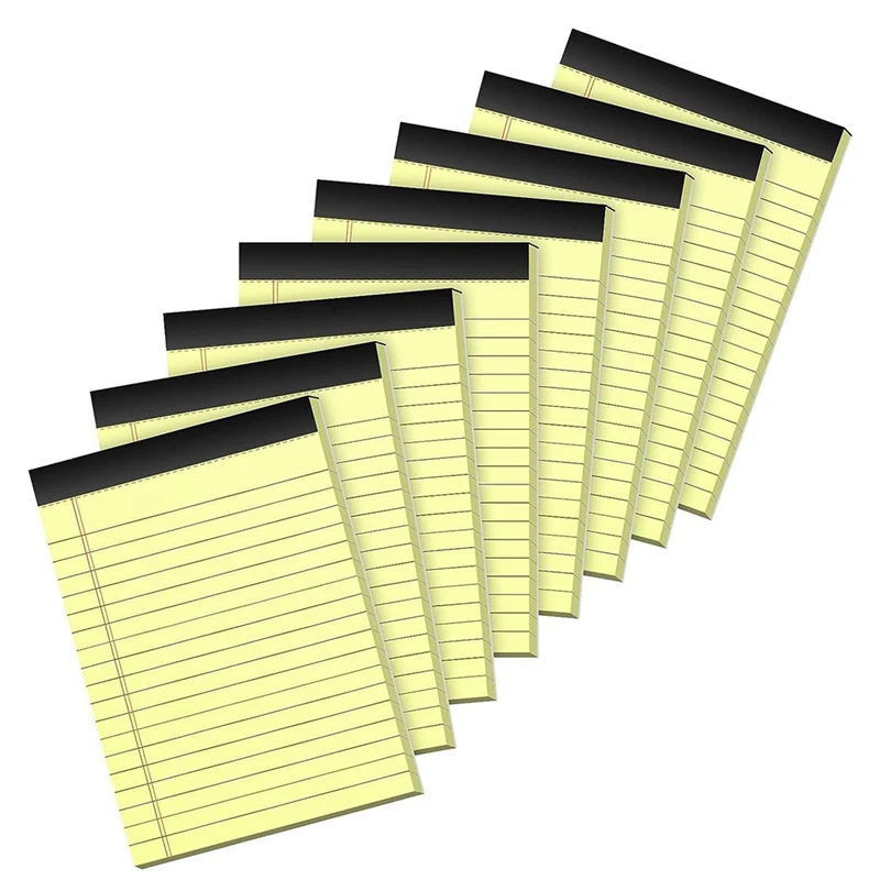 

8PCS Notebook Pads 8.5 X 11 Inches Writing Pads, Wide Ruled Notepads Yellow Paper Pads For School, Office