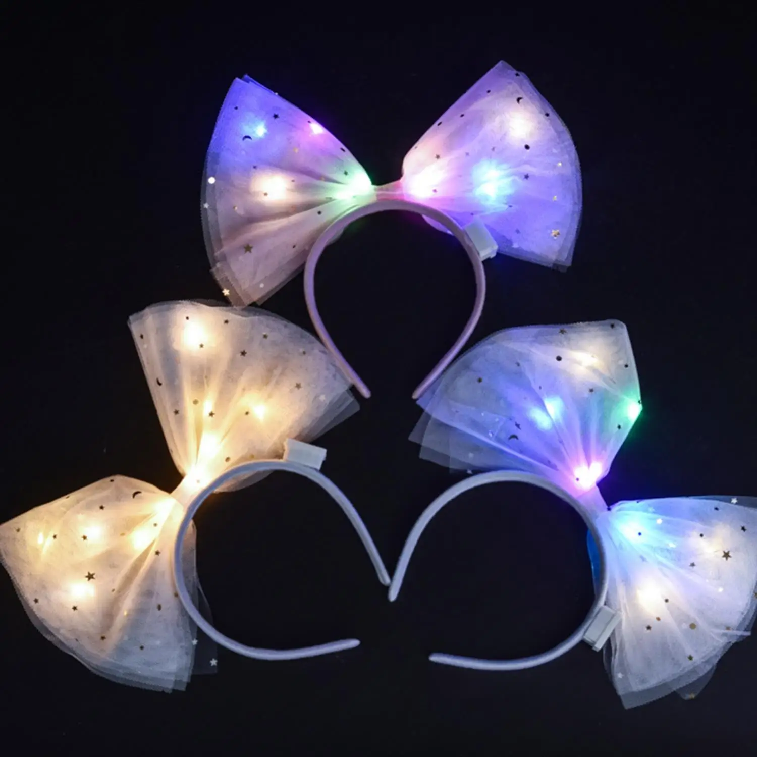 

Big Bow Glow Headband LED Light Hairband LED Headpiece Light Up Wreath Headdress Glow Party Hair Accessories Glow in The Dark