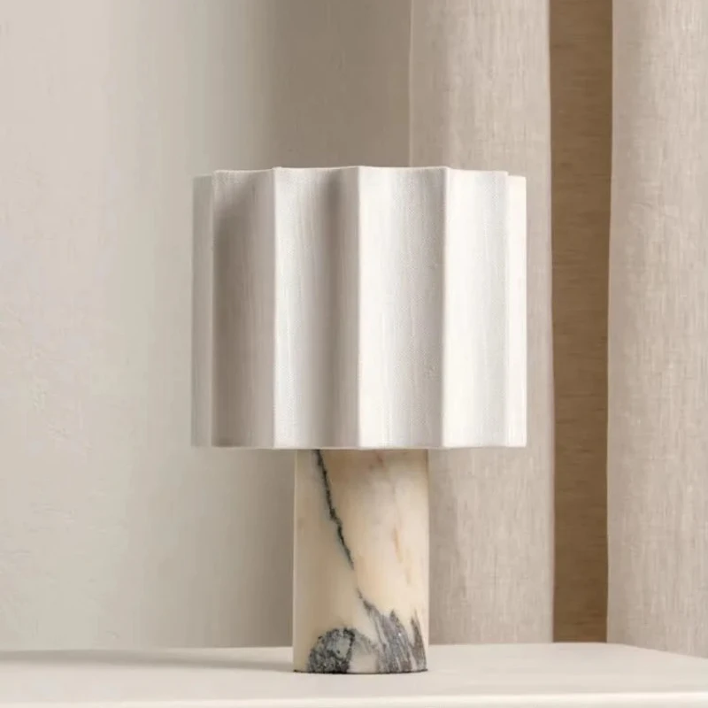 Marble Table Lamp with Touch Switch Charging Minimalist Modern Light Fixtures Living Room Bedroom Bedside