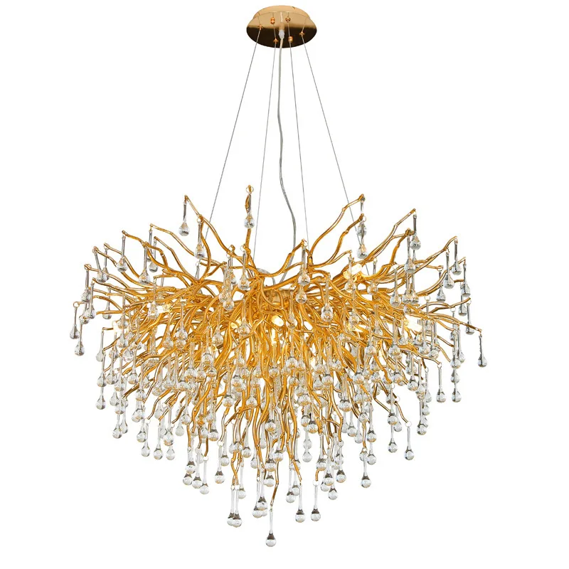 

Light luxury simple postmodern crystal water drop glass chandelier villa dining room living room study hotel lamps