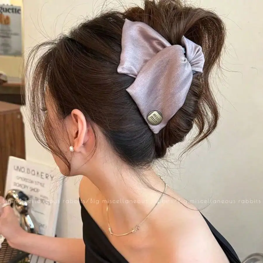 

1Pc Women Cute Bow Hair Claw Satin Bowknot Hair Clip Elegant Hair Barrette for Bangs & Broken Hair Styling