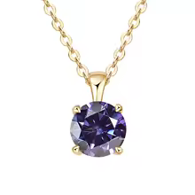Classic Yellow Gold Cubic Zirconia Pendant 18K Silver Plated - Gold Violet