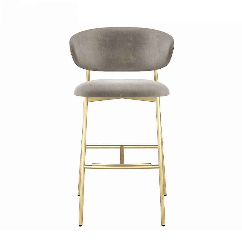 //Modern Stainless Steel Hotel Dining Chairs Designer Style Custom Color Fabric Sponge Bar High Foot Stools