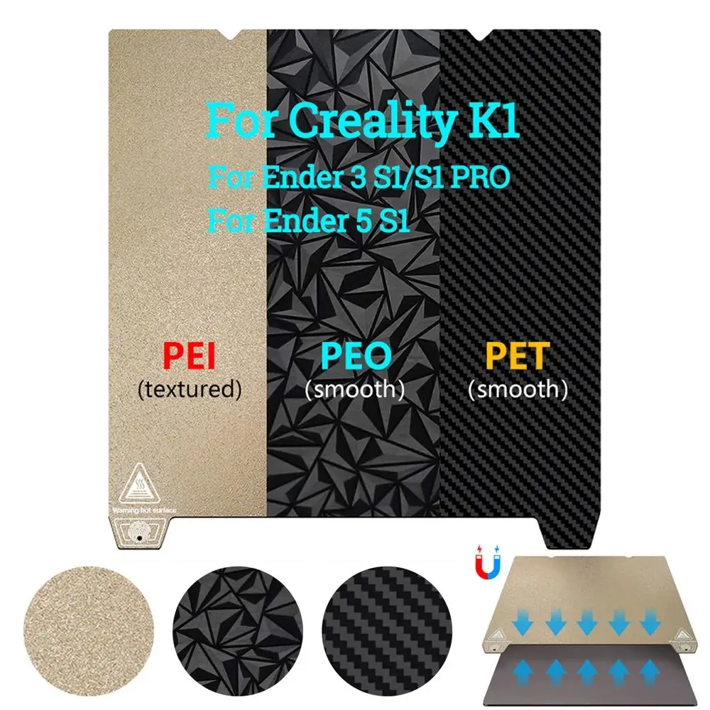 DB-3D Printer Part K1/K1 Max Upgrade Heated Bed 235x235/310×315 Double Diamond Plate Sheet PEO/PET/PEI For Ender 3S1 Pro/K1 Max