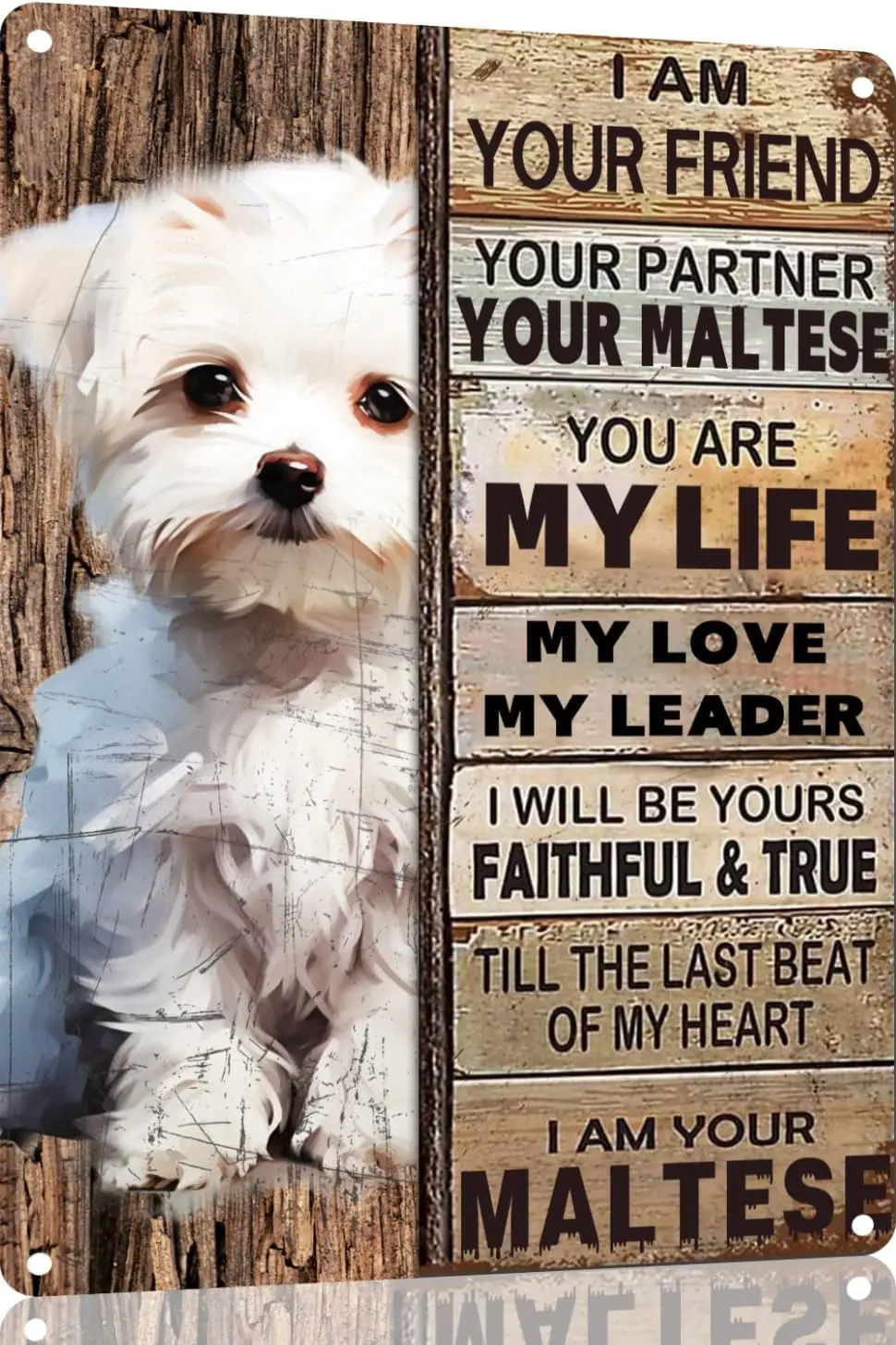 Maltese Metal Sign Tin Vintage Wall Art I Am Your Friend Gift for Dog Lovers Prints Funny Outdoor Decor fo