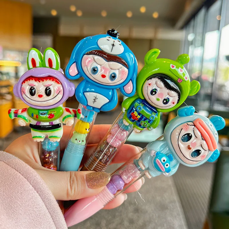 

Labubu Monster Rabbit Gel Pens Prohibit Anxiety Series Kawaii 0.5mm Black Pen Cartoon School Student Office Stationery Gift