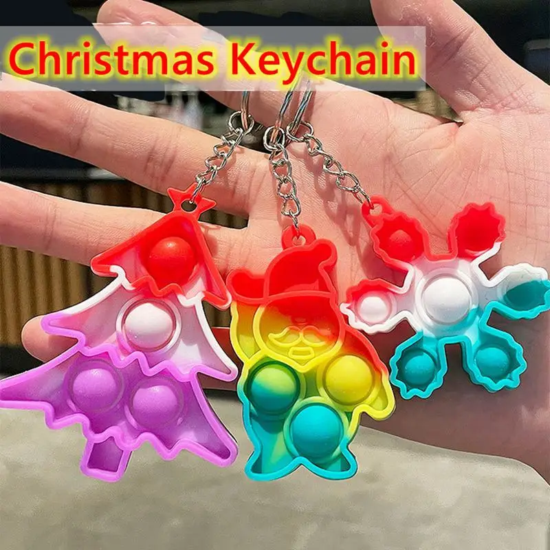 10/20PCS Christmas Santa Bubble Keychain Toy Guest Gift Xmas Giveaways Treat Children\'s Christmas Party Favours Gift Bag Fillers