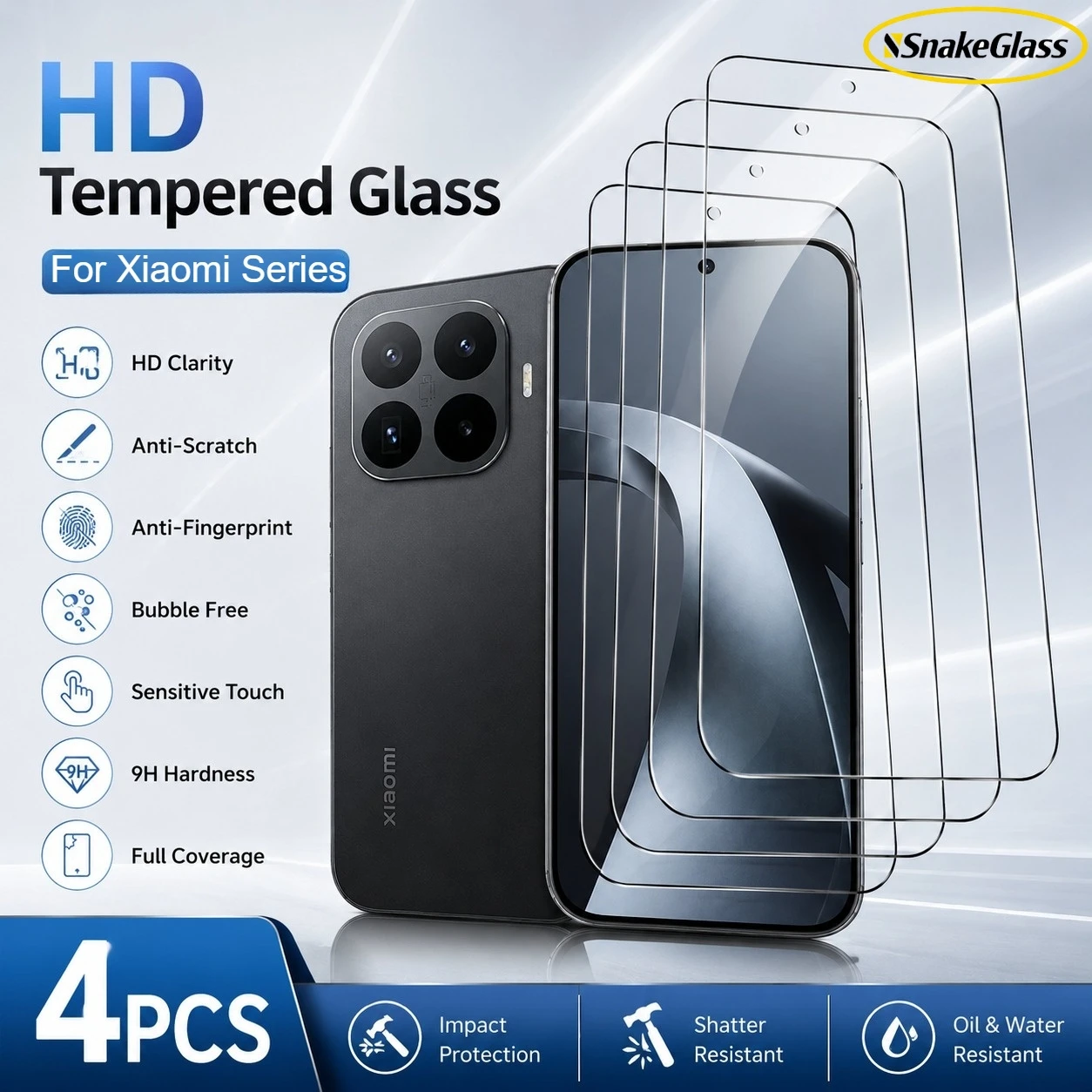 4PCS HD Tempered Glass For Xiaomi 17Ultra 15T Pro 14/13/12/17T 11i 10Lite 9 8 Screen Protector 9H Clear Cover Film Anti-Scratch