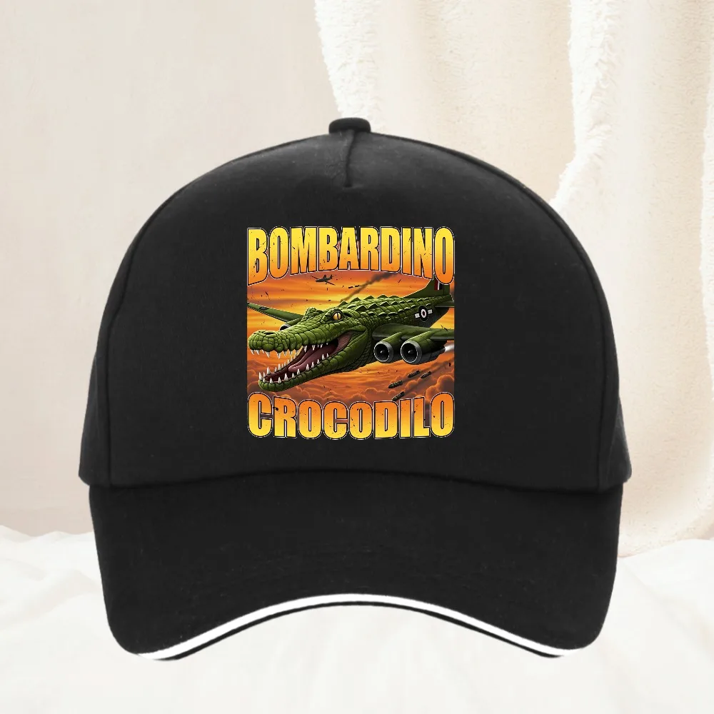 

Funny Meme Tops Bombar DINO Crocodile Fun Rotten Brain Meme Italian hat Brainrot Humorous Print Baseball Cap Unisex Trucker Hats