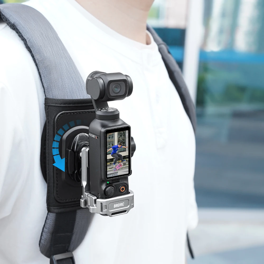 Flymile Backpack Shoulder Strap Mount Bag Clip for DJI Action 6/Pocket 3/OSMO 360 Nano/Insta360 X5/GoPro Camera Accessories