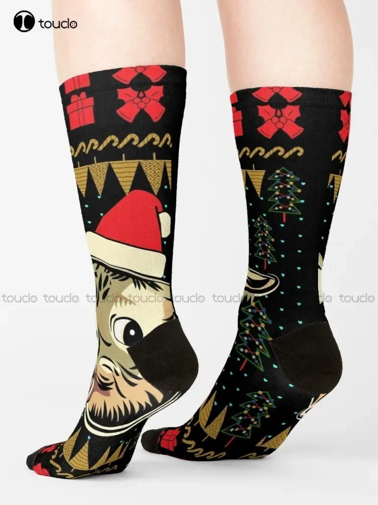 Coughing Cat Meme Ugly Christmas Sweater Socks Cozy Socks Cartoon Comfortable Best Girls Sports Street Skateboard Socks Harajuku